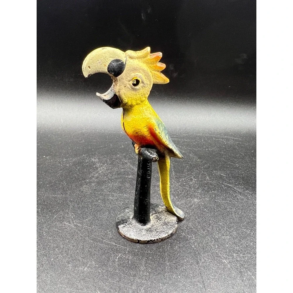 Antique John Wright Cast Iron Parrot Bird Bottle Opener Pristine Original Paint